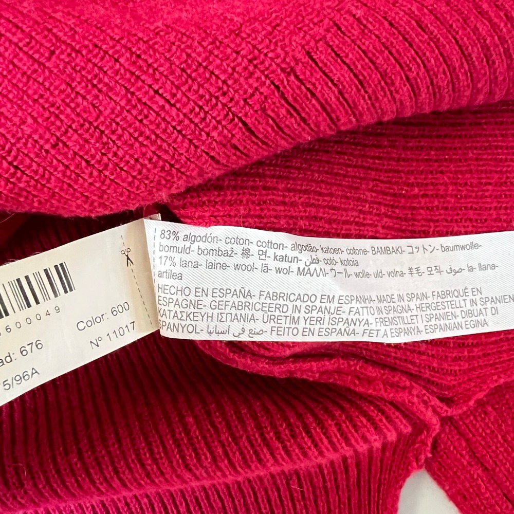 Massimo Dutti Wool Blend V Neck Red Knit Sweater Italian Yarn Womens L - Picture 5 of 9